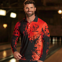 Load image into Gallery viewer, Black and Red Mens Bowling Polo, Quarter Zip Shirts Custom Bowling Team League Jerseys NQS9569