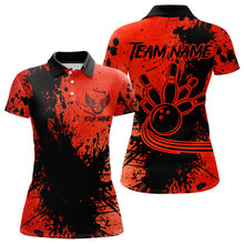 Load image into Gallery viewer, Black and Red Womens Bowling Polo, Quarter Zip Shirts Custom Bowling Team League Jerseys NQS9569