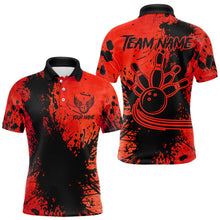 Load image into Gallery viewer, Black and Red Mens Bowling Polo, Quarter Zip Shirts Custom Bowling Team League Jerseys NQS9569