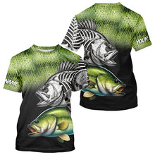 Load image into Gallery viewer, Bass Reaper Skeleton Green scales Custom Long Sleeve Fishing Shirts, Personalized Fishing Gifts NQS9572