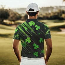 Load image into Gallery viewer, Personalized Black &amp; Green Clover pattern Men golf polo shirts Custom St Patrick Day mens golf wear NQS9574