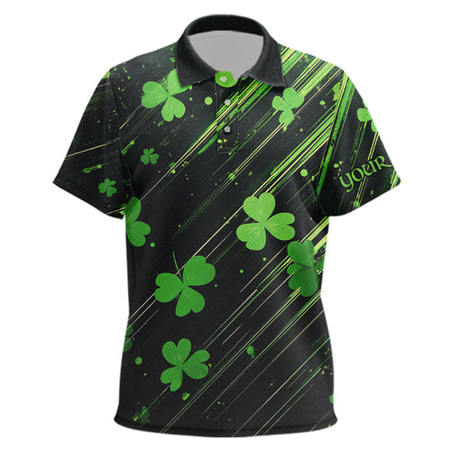 Personalized Black & Green Clover pattern Kid golf polo shirt Custom St Patrick Day Kid golf wear NQS9574