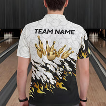 Load image into Gallery viewer, Black and White Camo Bowling Shirts For Men Custom Bowling Team League Jerseys | Gold NQS9576