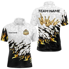 Load image into Gallery viewer, Black and White Camo Bowling Shirts For Men Custom Bowling Team League Jerseys | Gold NQS9576