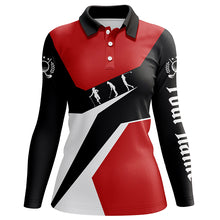 Load image into Gallery viewer, Red, white and black Women golf polo shirt custom golf sport team polo shirts, ladie golf tops NQS5789