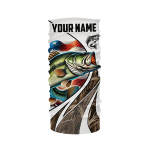 Personalized Largemouth Bass American flag Camo Fishing Jerseys, Custom Patriotic Bass Fishing Shirts NQS7870