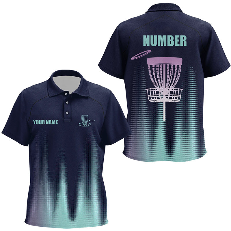 Blue gradient Kid Disc golf polo shirts custom team disc golf jerseys, disc golf clothes NQS8082