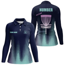 Load image into Gallery viewer, Blue gradient Women Disc golf polo shirts custom team disc golf jerseys, disc golf clothes NQS8082