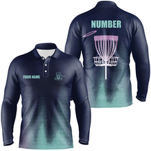 Load image into Gallery viewer, Blue gradient Mens Disc golf polo shirts custom team disc golf jerseys, disc golf clothes NQS8082