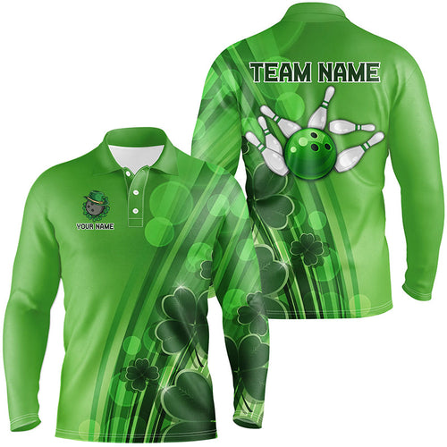 Green clover St Patrick Day bowling shirts for men custom Team bowling jerseys, gifts for bowlers NQS8084