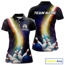 Load image into Gallery viewer, Custom Rainbow Lights Bowling Shirts For Women, Personalized bowling team jersey with name NQS10283