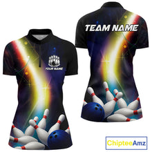 Load image into Gallery viewer, Custom Rainbow Lights Bowling Shirts For Women, Personalized bowling team jersey with name NQS10283
