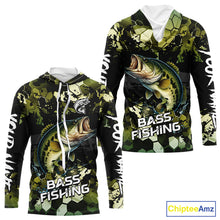Load image into Gallery viewer, Green Camo Largemouth Bass fishing sun shirts custom name fishing shirts long sleeve uv protection NQS10284