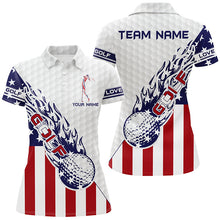 Load image into Gallery viewer, Personalized American flag patriot golf white Womens golf polo shirts custom name golf gifts NQS8312