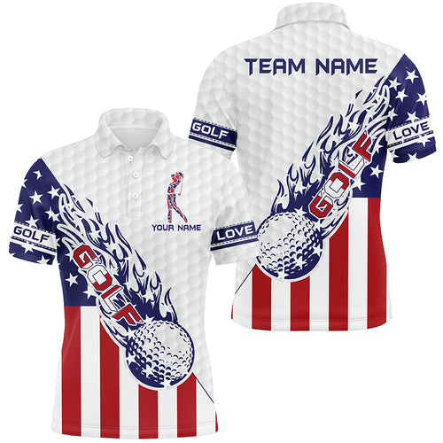 Personalized American flag patriot golf white mens golf polo shirts custom name golf gifts for men NQS8312