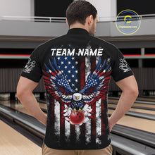 Load image into Gallery viewer, Vintage American Flag Eagle Black Bowling Shirts for Men Custom Patriotic Team Bowling Jerseys NQS10501