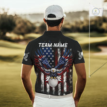 Load image into Gallery viewer, Vintage American Flag Eagle Black Golf Polo Shirts For Men Custom mens patriotic golf shirts NQS10502