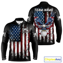 Load image into Gallery viewer, Vintage American Flag Eagle Black Golf Polo Shirts For Men Custom mens patriotic golf shirts NQS10502