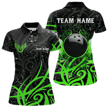 Load image into Gallery viewer, Black &amp; Green Camo Bowling Polo, Quarter Zip Shirt For Women Custom Team Bowling Jersey bowler outfit NQS9418