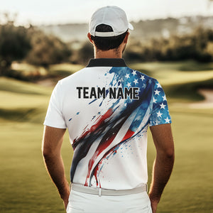 Red, White and Blue American flag Men golf polo shirts Custom team patriotic golf top for mens NQS9419