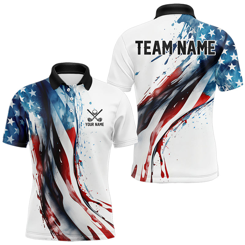 Red, White and Blue American flag Men golf polo shirts Custom team patriotic golf top for mens NQS9419