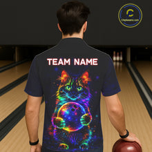 Load image into Gallery viewer, Neon Cat Hawaiian Bowling shirts Custom Team Bowling Apparel, best bowling shirts NQS11516