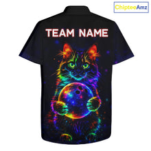 Load image into Gallery viewer, Neon Cat Hawaiian Bowling shirts Custom Team Bowling Apparel, best bowling shirts NQS11516