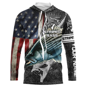 Striped bass fishing Custom American flag patriotic Performance UV protection fishing shirts for men NQS1692