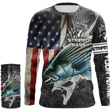 Load image into Gallery viewer, Striped bass fishing Custom American flag patriotic Performance UV protection fishing shirts for men NQS1692