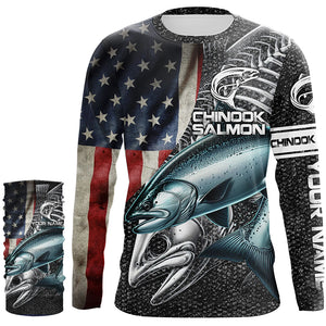 Chinook salmon fishing American flag patriotic fishing shirts for men Performance Customize NQS1693