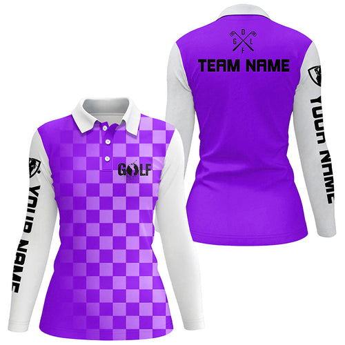 Womens golf polos shirts custom funny ladies golf shirts, women golf clothes | Purple NQS5513