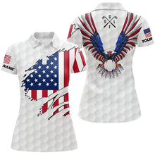 Load image into Gallery viewer, Personalized American flag patriot Eagle golf white Women golf polo shirts custom golf gift for ladies NQS7662