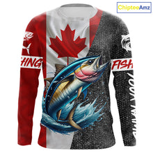 Load image into Gallery viewer, Canadian Flag Tuna Fishing Custom long sleeve performance Fishing Shirts, Tuna Fishing jerseys NQS9967
