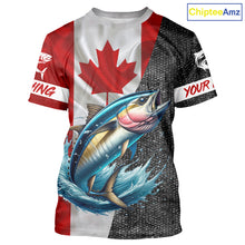 Load image into Gallery viewer, Canadian Flag Tuna Fishing Custom long sleeve performance Fishing Shirts, Tuna Fishing jerseys NQS9967