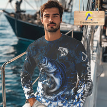 Load image into Gallery viewer, Blue Camo Largemouth Bass fishing Custom sun protection Bass fishing shirts, Bass fishing team jerseys NQS9994
