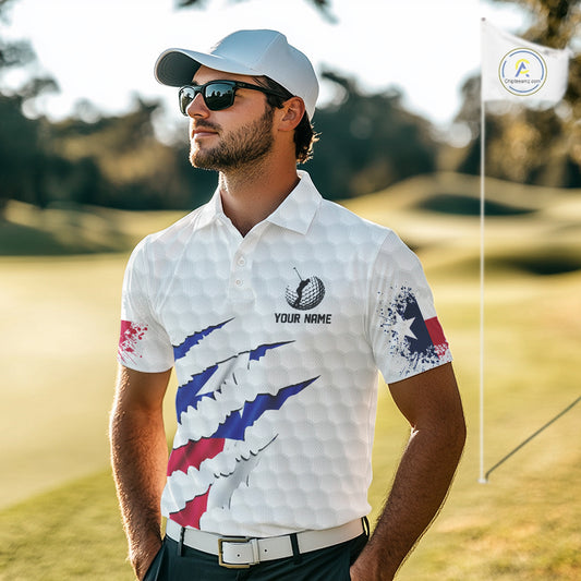 Personalized Texas Flag Men golf polo shirts, Custom Patriotic Golf Team Shirts For men NQS10156