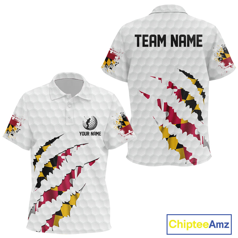 Personalized Maryland Flag Kid golf polo shirts, Custom Patriotic Golf Team Shirts For Kid NQS10157