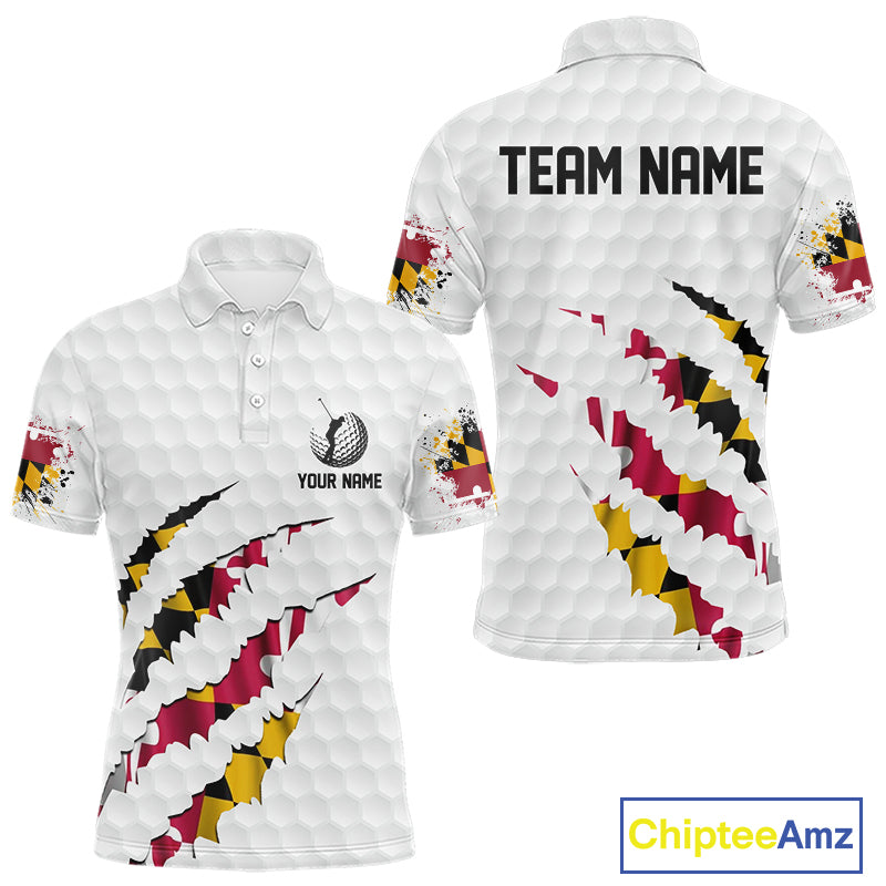 Personalized Maryland Flag Men golf polo shirts, Custom Patriotic Golf Team Shirts For men NQS10157
