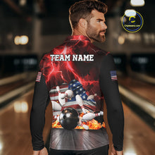 Load image into Gallery viewer, Red Lightning thunder storm American Flag Bowling Shirts For Men Custom Bowling Team League Jerseys NQS10290