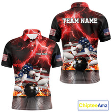 Load image into Gallery viewer, Red Lightning thunder storm American Flag Bowling Shirts For Men Custom Bowling Team League Jerseys NQS10290