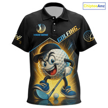Load image into Gallery viewer, Funny Golf Ball Kid golf polo shirts custom name black golf shirt, best team golf shirts NQS10292