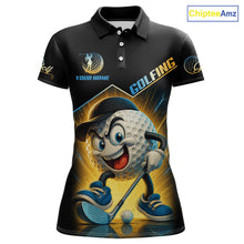 Load image into Gallery viewer, Funny Golf Ball Women golf polo shirts custom name black golf shirt, best team golf shirts NQS10292