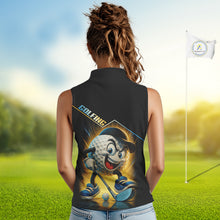 Load image into Gallery viewer, Funny Golf Ball Women Sleeveless Polo Shirt custom name black golf shirt, best team golf shirts NQS10292