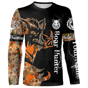 Boar Hunting Black Orange Camo 3D all over Print Shirt, Boar Hunting Apparel NQS72