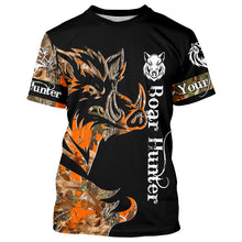 Load image into Gallery viewer, Boar Hunting Black Orange Camo 3D all over Print Shirt, Boar Hunting Apparel NQS72