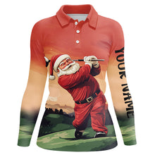 Load image into Gallery viewer, Funny Santa Golfer Christmas Women golf polo shirts Custom golf tops for ladies, Christmas golf gifts NQS8758