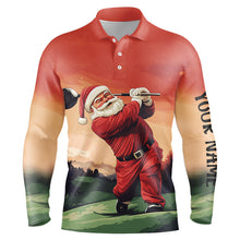 Load image into Gallery viewer, Funny Santa Golfer Christmas Mens golf polo shirts Custom golf tops for men, Christmas golf gifts NQS8758