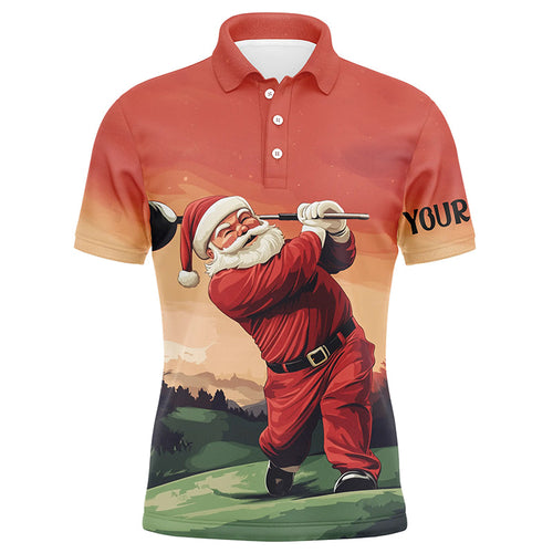 Funny Santa Golfer Christmas Mens golf polo shirts Custom golf tops for men, Christmas golf gifts NQS8758