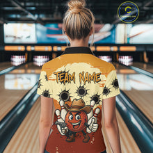 Load image into Gallery viewer, Funny Bowling Cowboy gun Women bowling polo, Quarter zip shirts Custom bowling team outfit jersey NQS10920