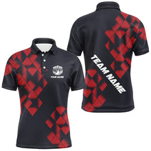 Load image into Gallery viewer, Black and Red Argyle Pattern Bowling Polo, Quarter Zip Shirts For Men Custom Bowling Team Jerseys NQS9001